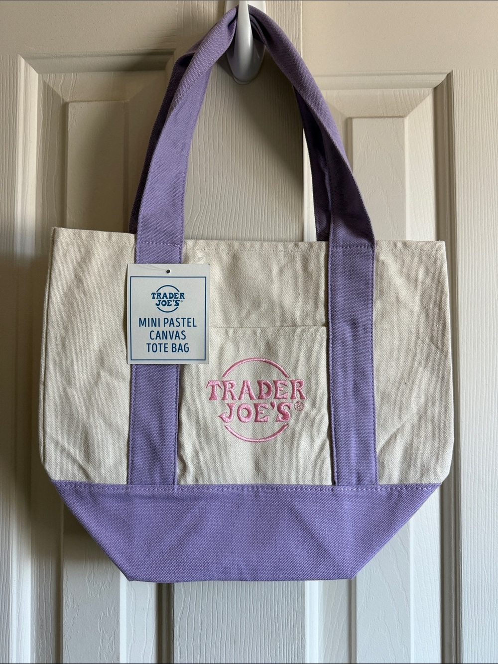Trader Joe’s Mini CanvasTote Bag - Lavender/Off-White